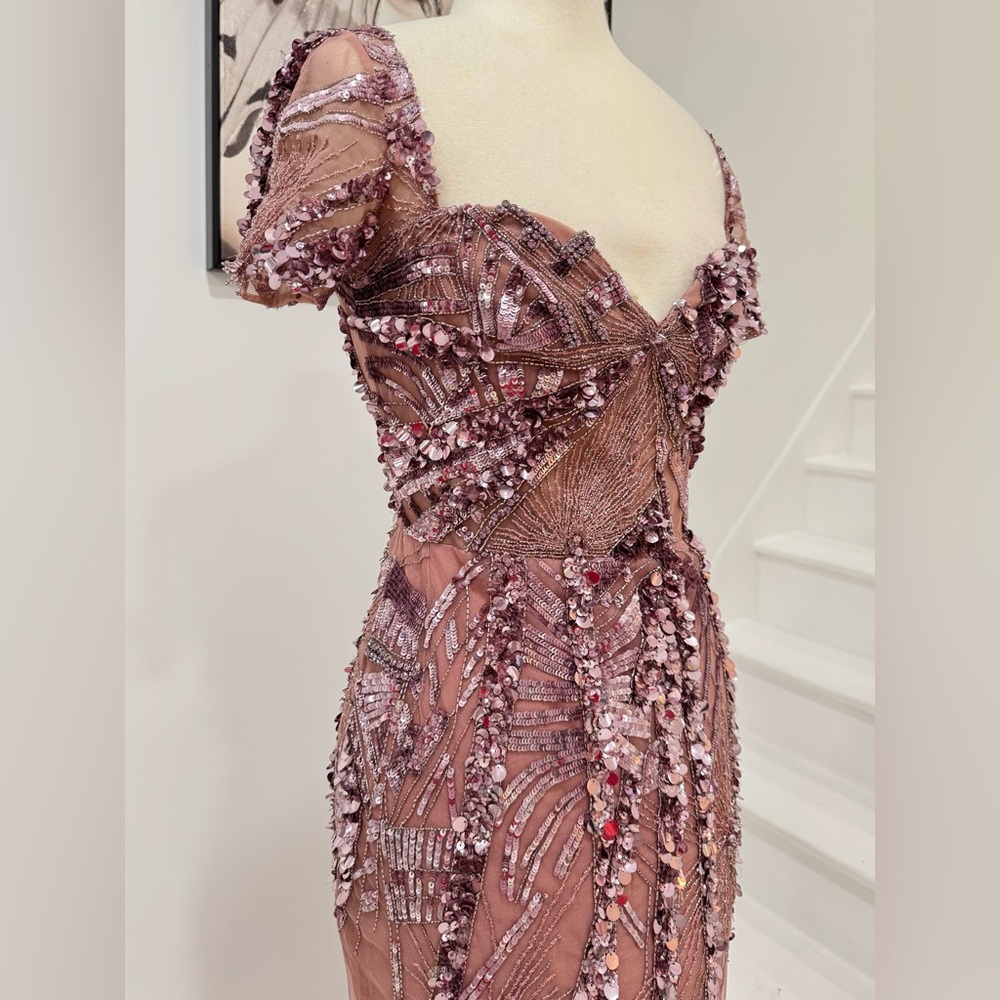 Zuhair Murad Purple Embellished Chiffon Gown Maxi Beaded and sequined Dress - Picture 6 of 15